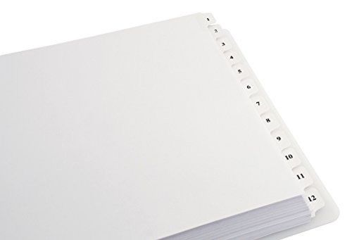 11x17 12 Tabbed Dividers, Numbered 1 to 12 with no holes, White 591811
