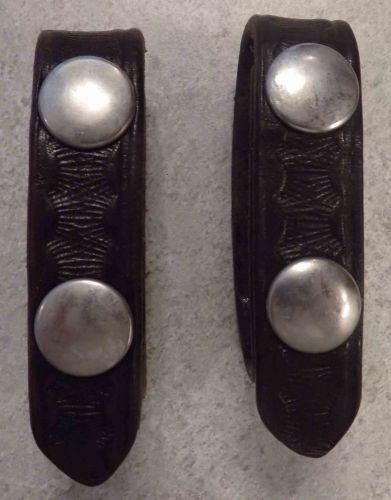 2 - Black Leather Belt Keepers w/Dual Snaps - Used - FREE SHIPPING