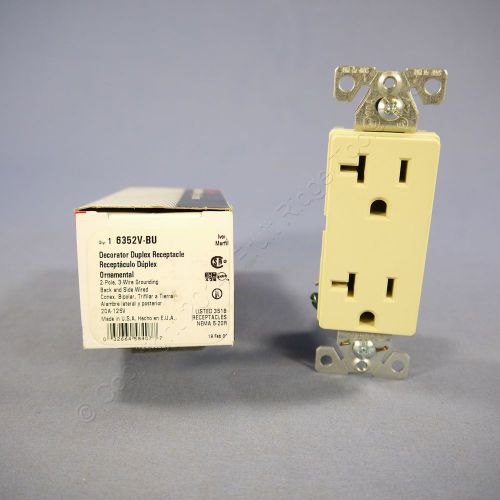 New cooper ivory commercial decorator receptacle duplex outlet 5-20r 20a 6352v for sale