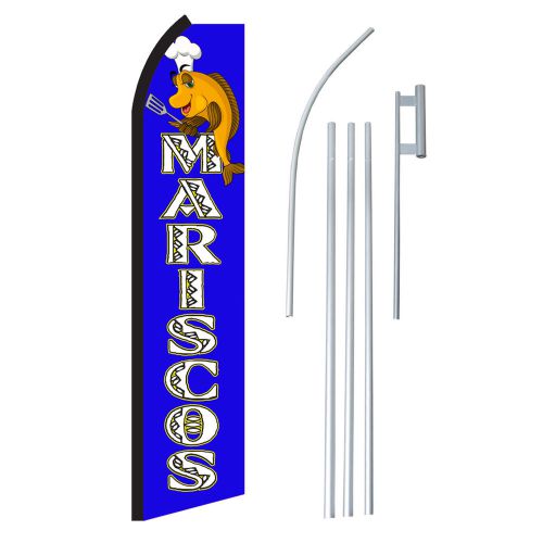 Mariscos flag swooper feather sign banner 15ft kit made in usa for sale