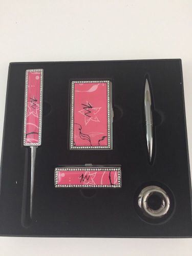 Mary Kay Pink Desk Set Pen Letter Opener Business Card Lipstick Case