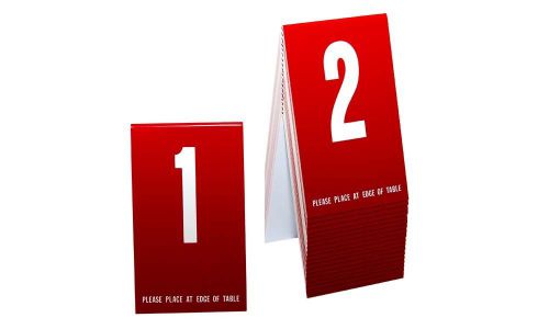 Plastic Table Numbers 1-20- Red w/white number, Tent style, Free shipping