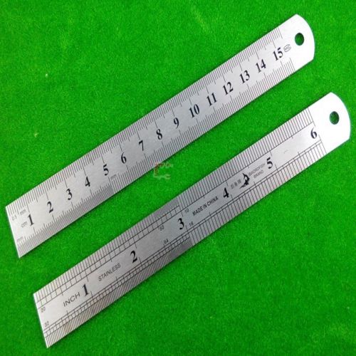 15cm/6inch Stainless Steel Pocket Measuring Ruler Scale Rule Double Sided 2016