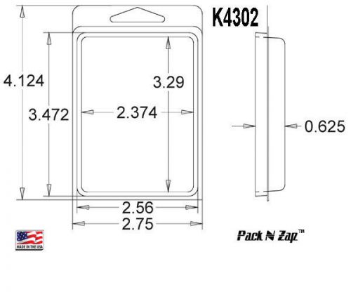 K4302: 875 - 4&#034;H x 3&#034;W x 0.6&#034;D Clamshell Packaging Clear Plastic Blister Pack