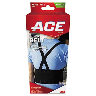 Work Belt with Removable Suspenders, Fits Waists Up To 48&#034;, Black