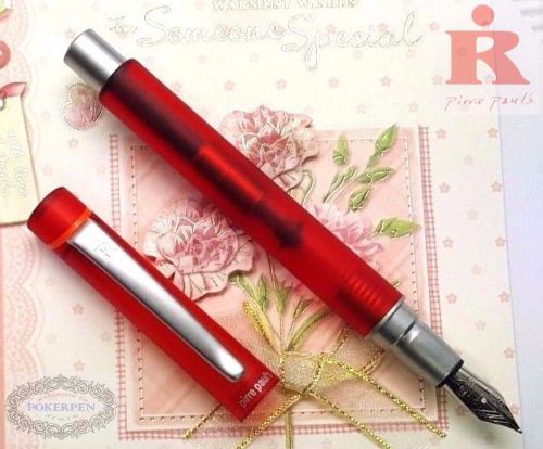 Pirre Paul&#039;s 325C Fountain Pen clear Red +5 cartridges BLUE ink