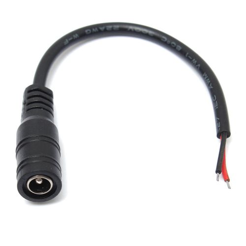 Black 5.5x2.1mm DC Power Female Connector Cable Plug Cord Wire Pigtail Adapter