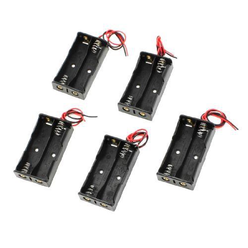 New Pack of 5  AA Size Battery Black Holder Case Box Wire Leads Good Quality