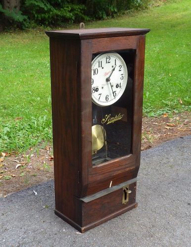 Antique simplex time clock-punch clock-working clock-1925-model t 10-oak-l@@k! for sale
