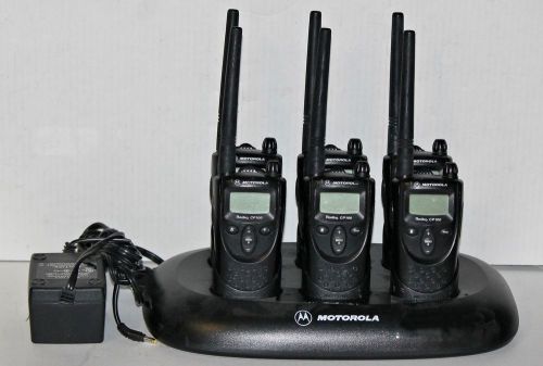 6 motorola cp100 vhf 1 channel 2-way radios + multicharger : good condition for sale