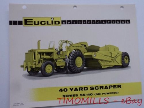 1967 euclid 40 yard scrapper series ss-40 catalog brochure vintage gm hudson oh for sale