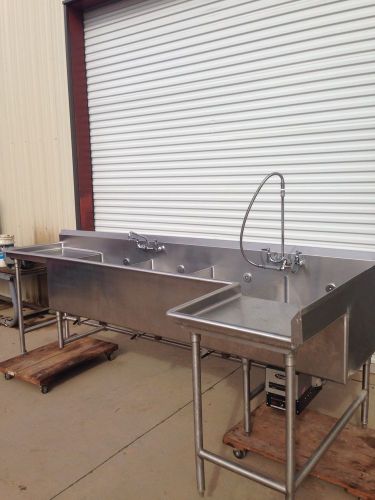 Commercial stainless steel sink 4 compartment w/ side tables for sale