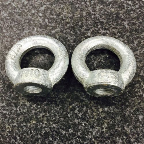 Pair of metric m10 x 1.5, galvanized, lifting eyenuts for sale
