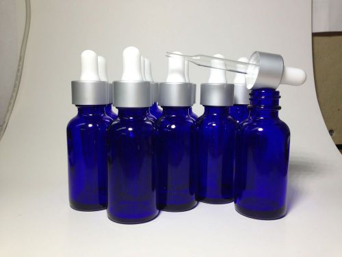 BOSTON ROUND COBALT BLUE GLASS BOTTLES With Glass Droppers Choose Size and Qty