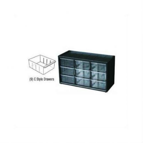 Flambeau Parts-Station 9 Drawer Plastic Parts Cabinet Black Plastic Made in USA