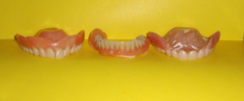 Lot of 3 dentures false teeth student dental learning study prop halloween parts for sale
