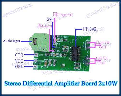 Differential Amplifier Board 2x10W Class D Audio Dual channel Amplifier Module