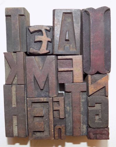 Letterpress Letter Wood Type Printers Block &#034;Lot of 15&#034; Typography #bc-48