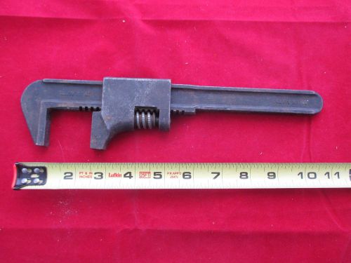 11&#034; EARLY AUTOMOTIVE SQUARE NUT WRENCH VINTAGE ADJUSTABLE MONKEY WRENCH