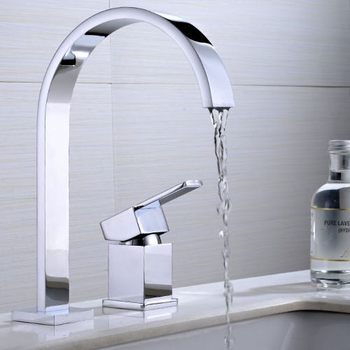 Bathroom single handle 2-hole modern sink faucet waterfall spout tap bath filler for sale