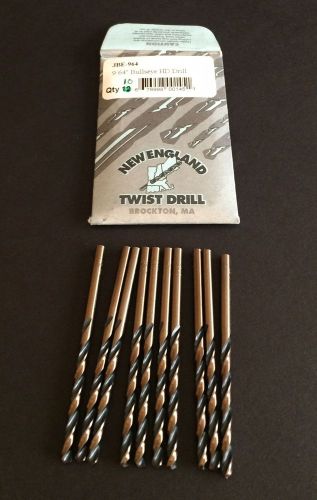 Package of (10) 9/64&#034; New England Twist Drill JBE-964 Bullseye HD Drill Bits