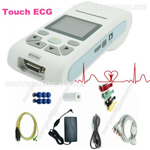 Potable Touch electrocardiograph 3/6/12 Leads 1 Channel ECG Machine+Printer w SW