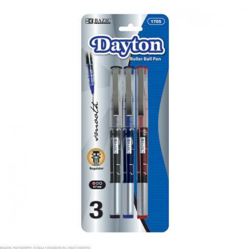 BAZIC Dayton Assorted Color Rollerball Pen with Metal Clip 24 Packs of 3 1705-24