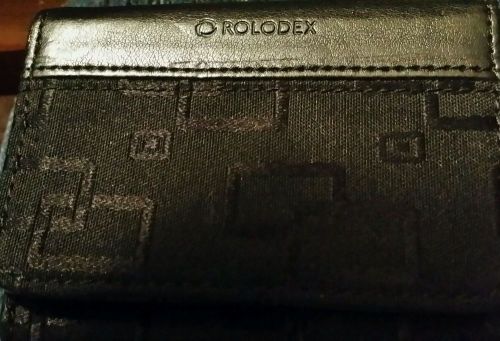 Rolodex Business Card/ID tri-fold w/snap close Black leather/fabric New 4.5x3.5&#034;