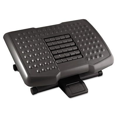 Premium Adjustable Footrest With Rollers, Plastic, 18w x 13d x 4h, Black, 1 Each