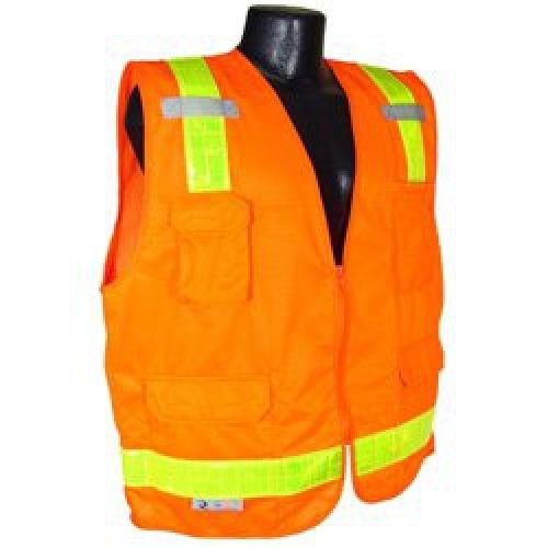 Radians SV7POXL Class 2 Prismatic Gloss Reflector Surveyor Safety Vest, Orange,