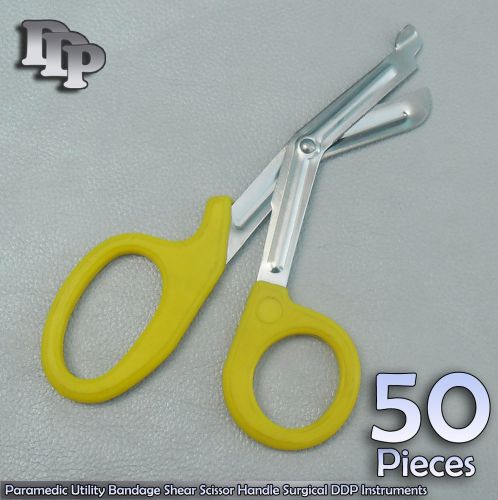 50 Paramedic Utility Bandage Shear Scissor 7.25&#034; Yellow Handle Surgical Instrume
