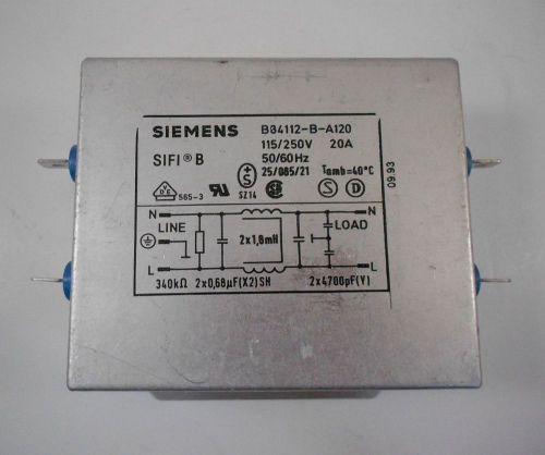 Siemens SIFI B 115/250 20A line Filter B84112-B-A120