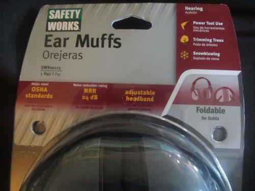 SAFETY WORKS EAR MUFFS--FOLDABLE--SWX00115--NEW IN PKG.