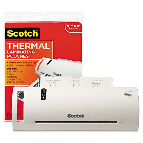 Scotch™ Thermal Laminator Value Pack, 9&#034; W, with 20 Letter Size Pouches TL902VP