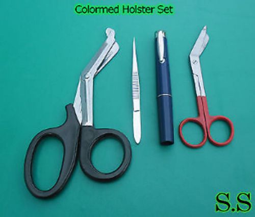 Colormed Holster Set Black EMT Diagnostic Blue Pen+Red Lister Bandage Scissors