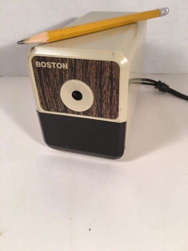Boston Hunt Desktop Electric Pencil Sharpener Model 18 Made in USA Woodgrain Vtg