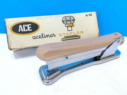 Vintage Ace Fastener Co Aceliner 502 Chrome Retro Desktop Stapler USA &gt;&gt; UNUSED