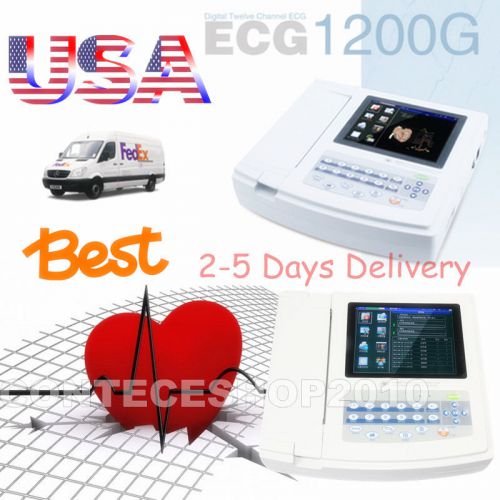 Ecg1200g-8-tft-12-channel-12-lead-ecg-ekg-electrocardiograph-realtime-analysis for sale