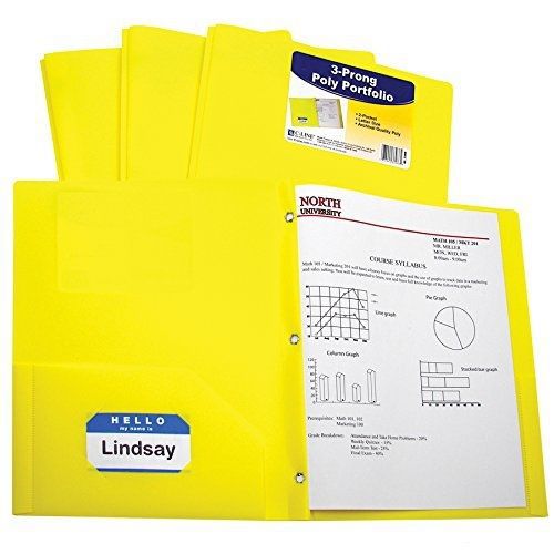 C-line two-pocket heavyweight poly portfolio with prongs, for letter size for sale