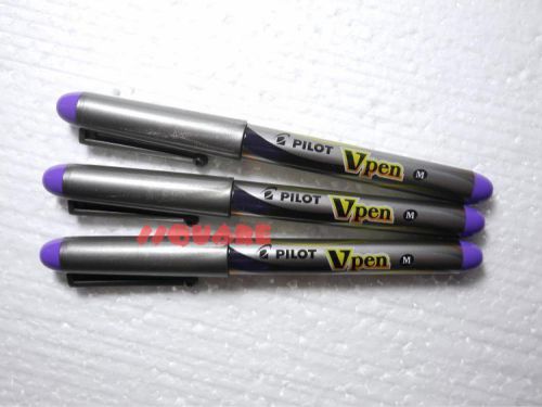3 x Pilot Vpen V-Pen Disposable Medium Nib Fountain Pen, Violet