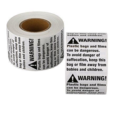 Suffocation warning labels - 1000 plastic bag suffocation stickers (2 x 2) fba for sale