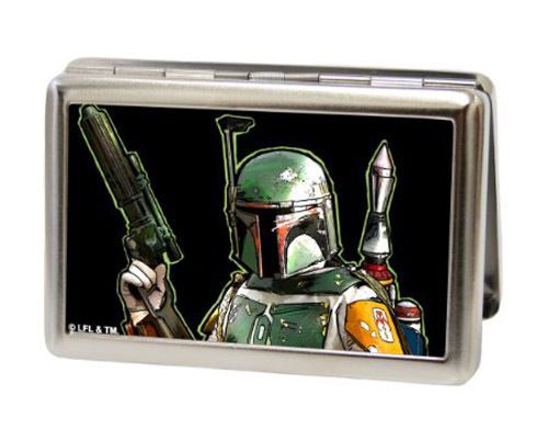 Star Wars Boba Fett - w/ Blaster Cartoon - Metal Multi-Use Business Card Holder