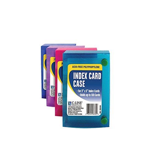 C-LINE Polypropylene Index Card Case for 100 3 x 5 Inch Cards Assorted (CLI58...