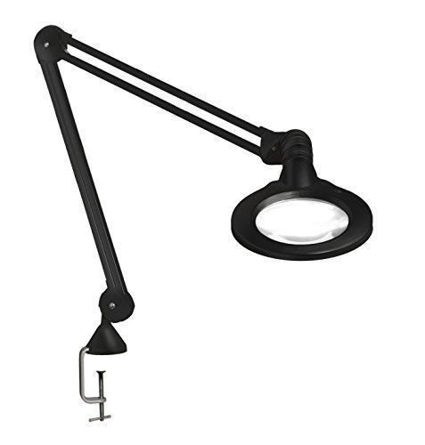 Luxo 18115BK Illuminated Magnifier, KFM LED, Edge Clamp, 45&#034; Arm, 5&#034; Diopter
