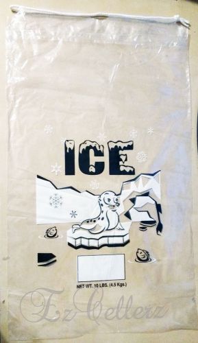 10 LBS PLASTIC ICE BAGS WITH DRAWSTRING **PACK OF 100** CASE FREE SHIPPING NEW