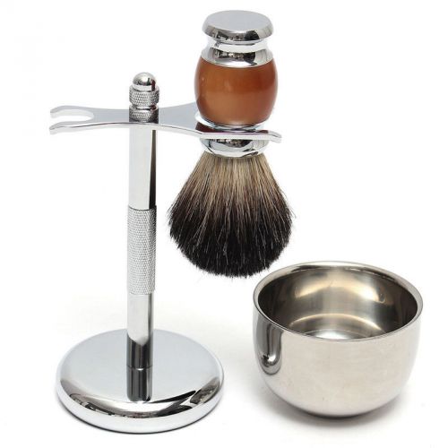 Shaver kit pure badger wet shaving brush with  mug bowl  and stand shave razor s for sale