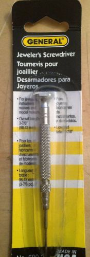 New Old Stock GENERAL TOOLS JEWELERS SCREWDRIVER, NO. 600-2, LENGTH 3-7/8&#034;, .070