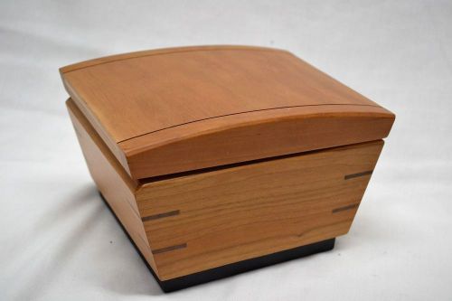 Brand New Rolodex Card File Holder 2 Tone Wood Light and Dark Art Deco Style