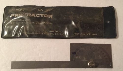 Vintage General Hardware Mfg. Co. Machinist Stainless Steel Protractor No.17