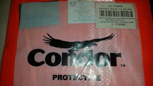 Condor 1yar6 high visibility vest, class 3, 3xl, orange hook and loop closure for sale